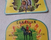 Vintage Souvenir Needle Books of Canada Indian Chief & RCMP Royal Canadian Mounted Police Maple Leaf