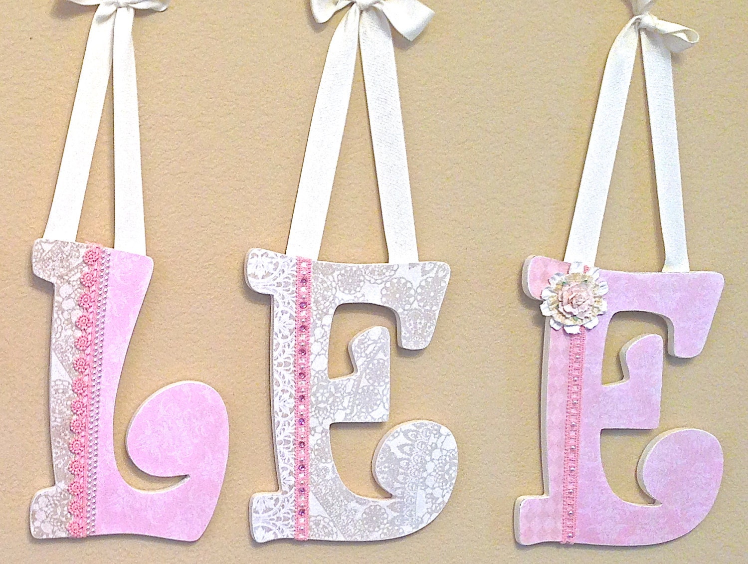 Custom Nursery Letters, Girl Room Decor, Personalized Name, Baby Name, Wooden Letters, Wall Hanging -any color and theme- The Rugged Pearl