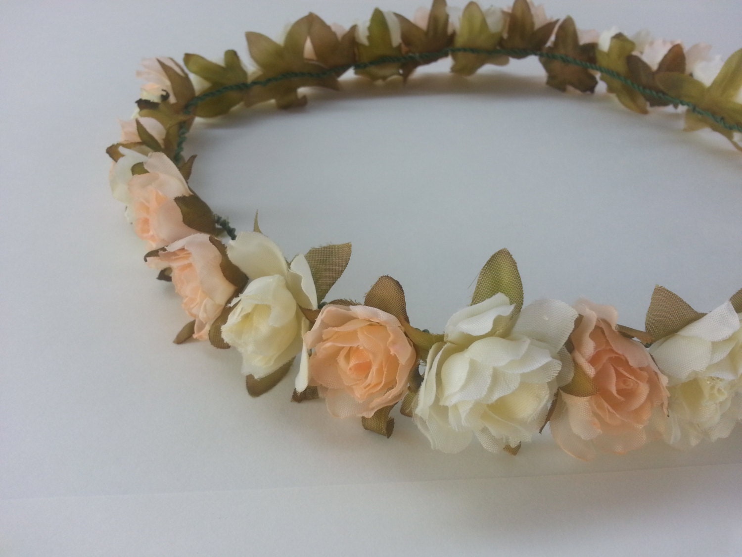pastel flower headband // floral // peach // cream