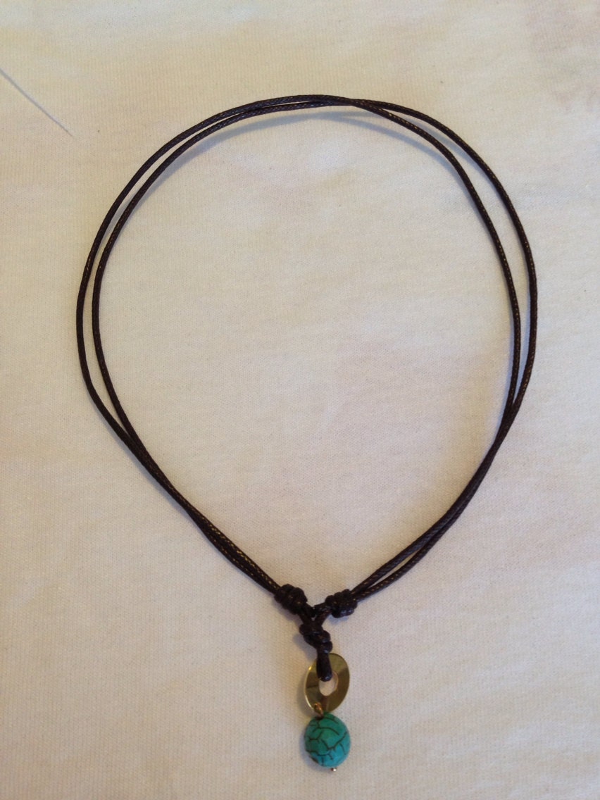 Items similar to Adjustable cord brown leather necklace on Etsy
