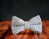 Bow Tie for Newborn, Infant, Toddler, Boy - Navy Blue Seersucker