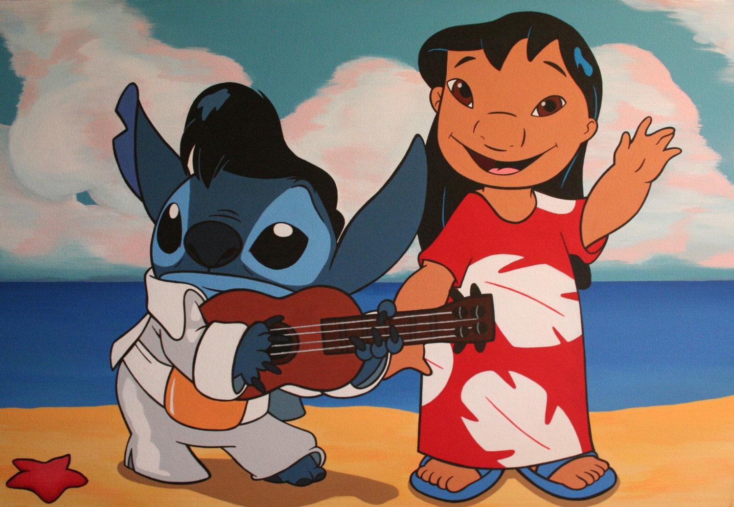Custom order Lilo and Stitch 24 x 36 inch painting, acrylic on canvas- Disney- Children's art- nursery- cartoon art- pop art