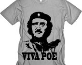 Viva Edgar Allan Poe (black on slate) MENS Tshirt