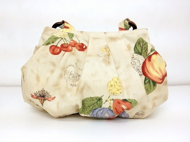 SALE - 10%off Handmade Canvas Bag/ Hobo bag/ Purse/ Everyday bag/ diaper bag/ handbag/ beads straps/ double straps - Fruity
