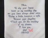 Butterfly Wedding Handkerchief for your Mom on your Wedding Day. Personalized and Embroidered. Gift box included.