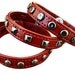Red Leather Bracelet with Studs - Handmade