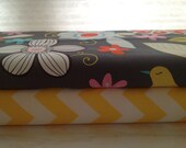 Michael Miller Fabrics Tweet Birdie Tweet and Riley Blake Yellow Medium Chevron-Yard Duo
