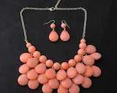 NEW 40% off - Salmon Orange - Bubble Bib Statement Necklace ( D0325 )