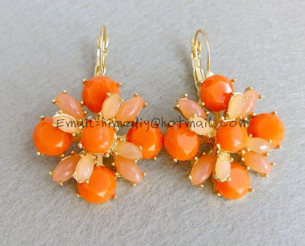 Orange flower earrings