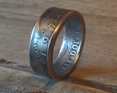 coin rings made from Kennedy JFK half dollars in size 8-14
