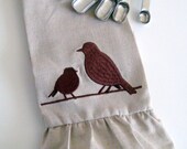 Birds on Tan Linen Stay Put Hanging Towel - Hang Tight Towel (TM)