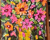 Milly's Bouquet - Floral Impasto Painting of Bouquet of Colorful Daisies