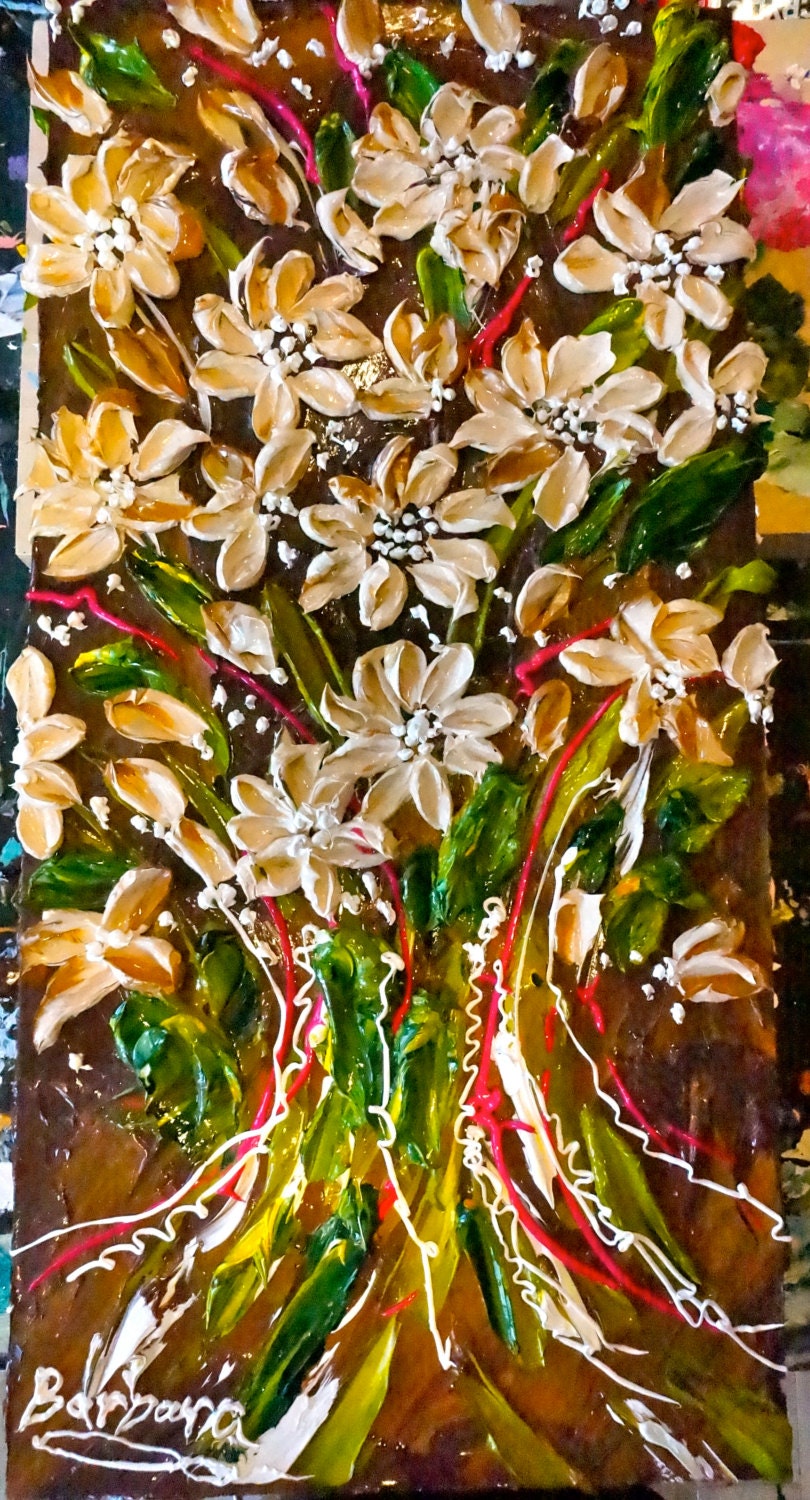 Apple Blossoms - Floral Impasto Painting with Bouquet of Apple Blossoms
