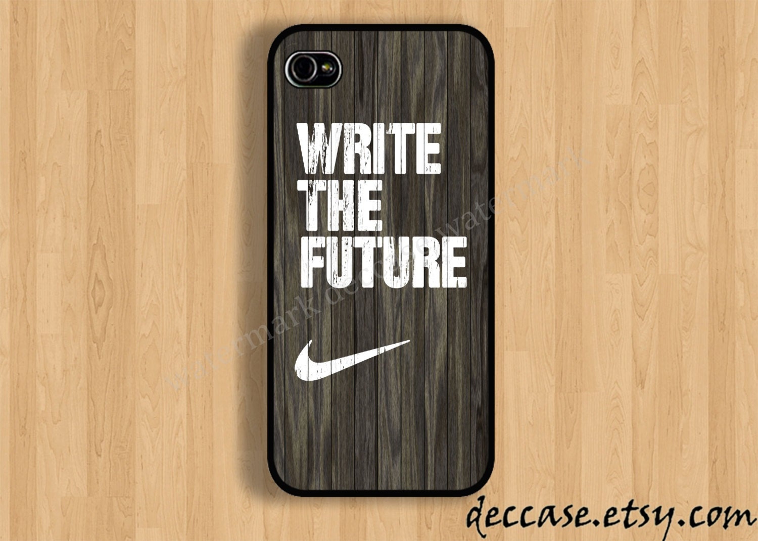 IPHONE 5 CASE NIKE write the future wood colored  Wooden iPhone 4 case iPhone 4S case iPhone case Hard Plastic Case Soft Rubber Case