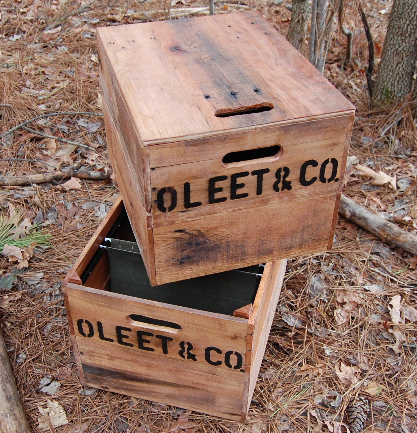 Rolling Wood File Cabinet/ File Crate/ Office Furniture/ Portable File Storage