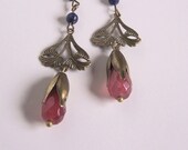 Egyptian earrings - Ruby and lapis earrings -  Art Nouveau earrings - July birthstone