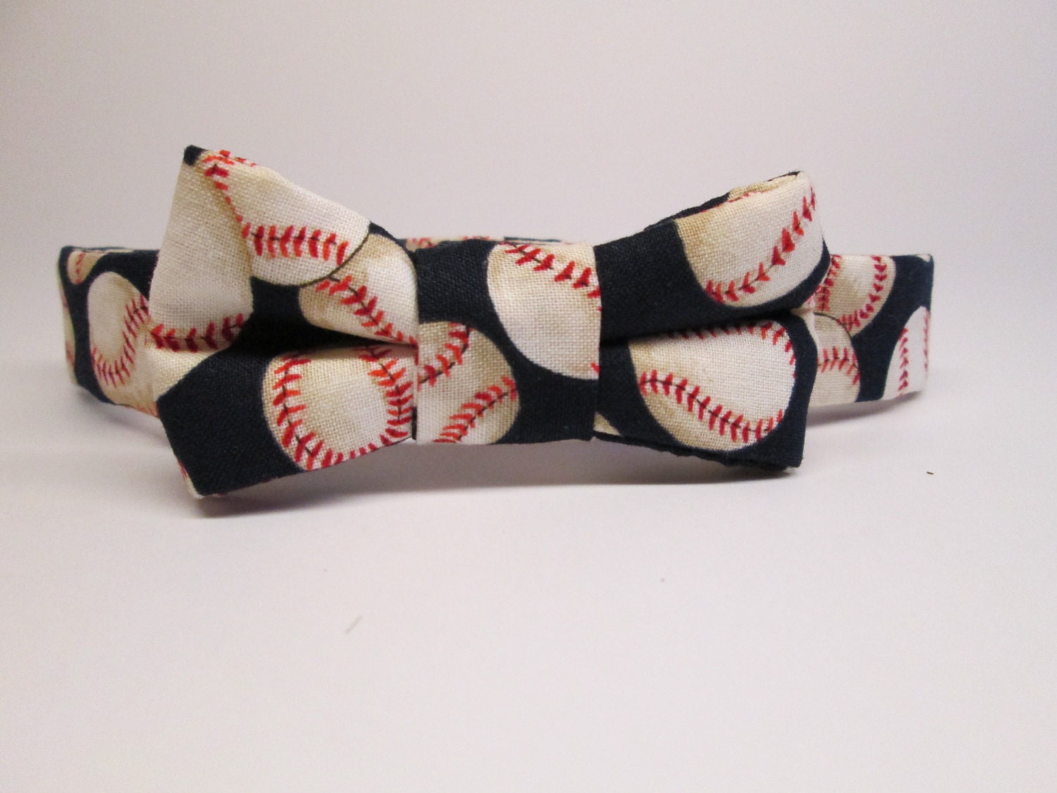 Blue Baseball Bow Tie Small