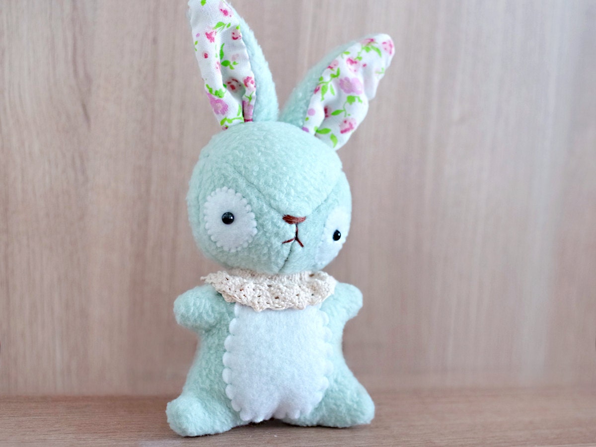 Mint Bunny plush - Bunny stuffed toy  - soft 3 dimensional animal - READY TO SHIP