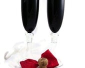 Two Black Amethyst Crystal Champagne/Flutes with Handblown Stems