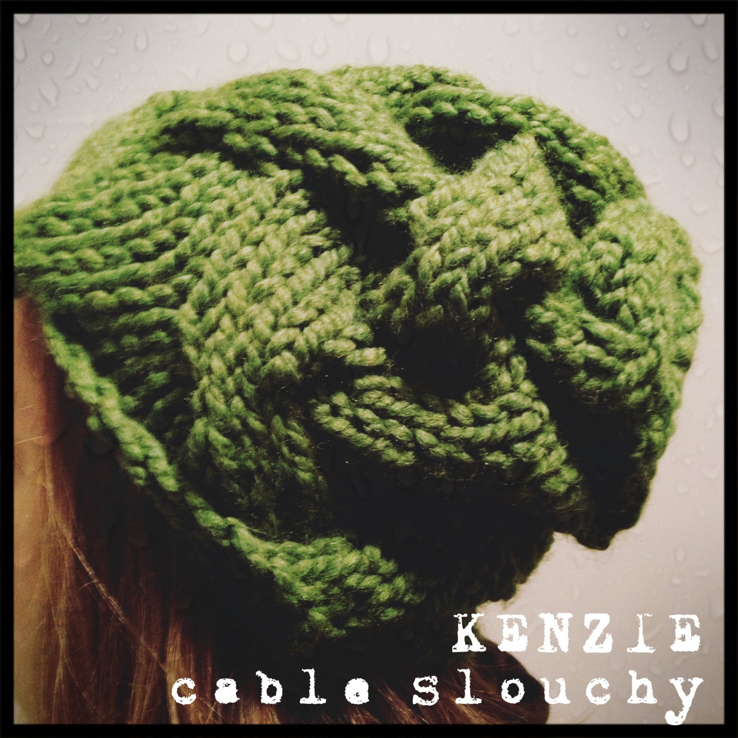 Slouchy Cable Hat Chunky Knit Adult Beanie