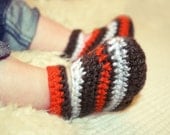 Crocheted striped slippers newborn baby boy / girl