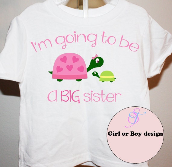 Big Sister Big Brother Turtle baby Announcement Shirt or Onesie