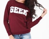 Cool GEEK Wide Neck Sweater as seen on 1D One Direction and Justin Bieber, great gift or fun shirt
