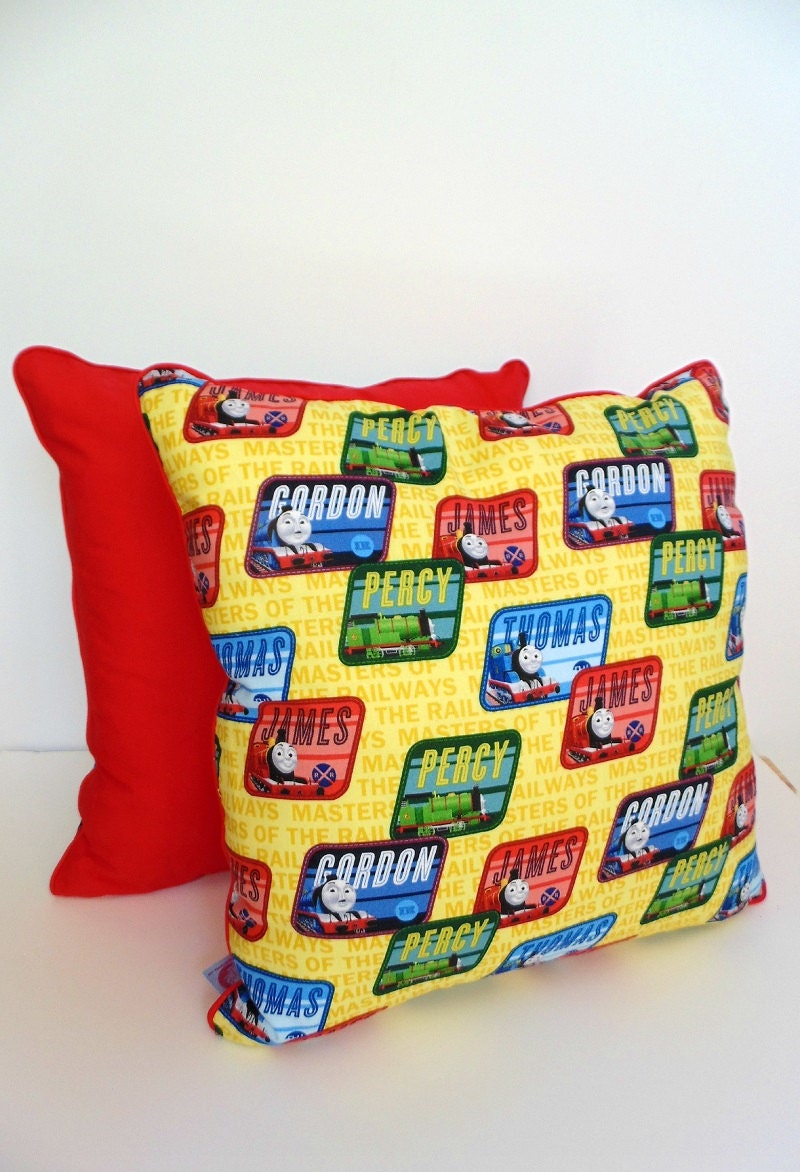 Train Pillow, Thomas the Tank Pillow,, Childrens Pillows,  Railroad Signs Pillows, Decorative Pillows, Percy James Gordon 18 Inch Pillow Set