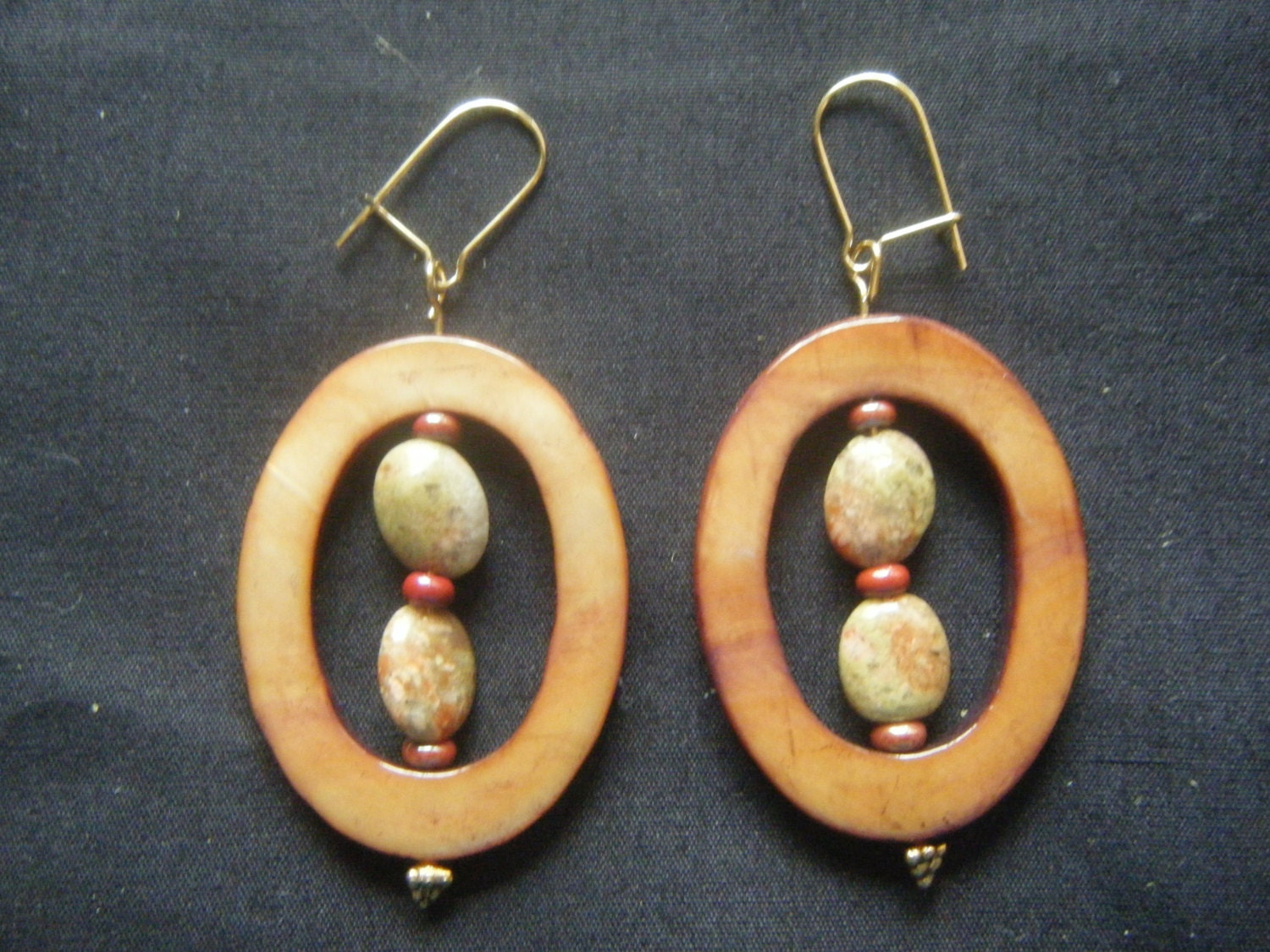 Brown Shell and Stone Earrings