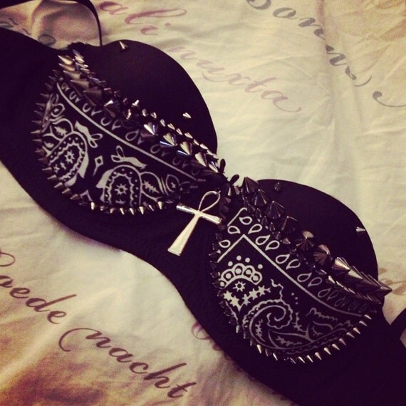 Items similar to Studded bandana bra. 36b on Etsy