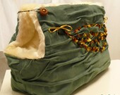 Amber - Treasure of the Baltic Sea Emerald Dog Carrier Bag with Natural Baltic Amber OOAK - DataDesignBoutique