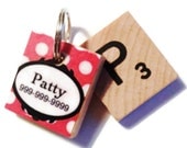 NEW Red & White Polka Dot Scrabble Dog Tag, Pet ID Tag