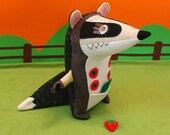 Kenny the cutest badger ever, handmade & with blue eyes
