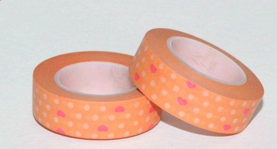 Peach Polka Dot with Red Heart Washi Tape Il_170x135