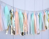 Cool Pastels Tissue Paper Tassel Garland  - Party - Wedding - Baby Shower - Nursery