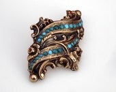 Victorian 14k Gold Brooch with  Persian Turquoise