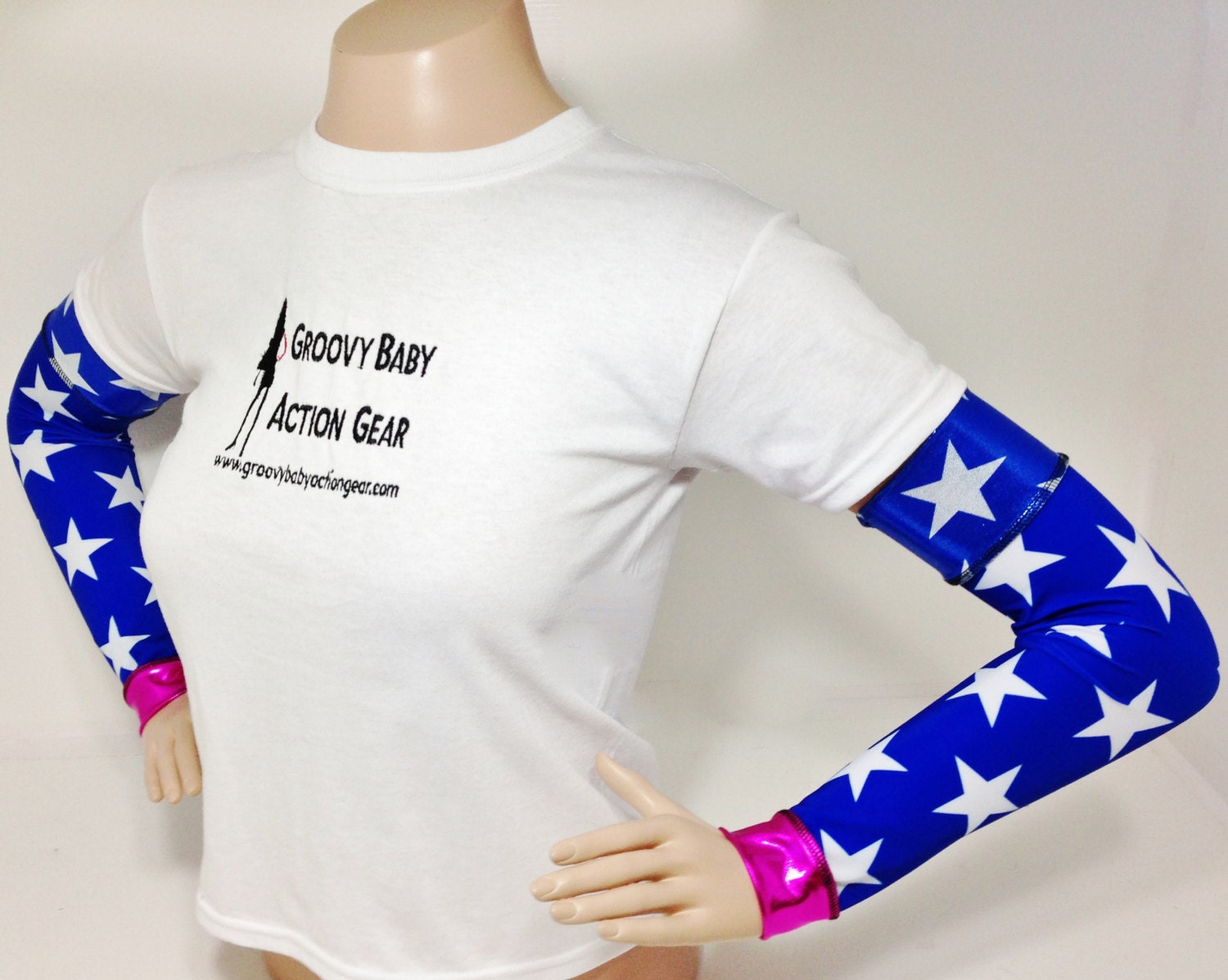 Pink Wonder Woman inspired Running Sleeves for women who are super.