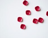 Vintage red square buttons - set of 8