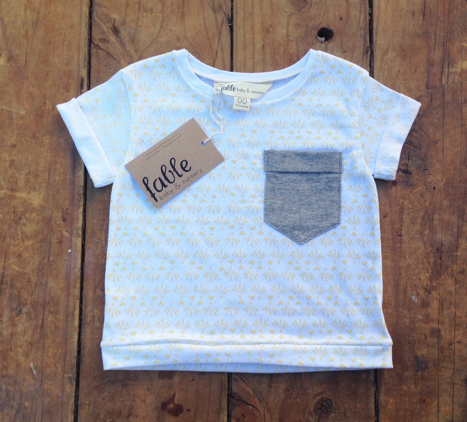 Organic Cotton Hand Printed Baby Summer Tee - Yellow Carnival on White