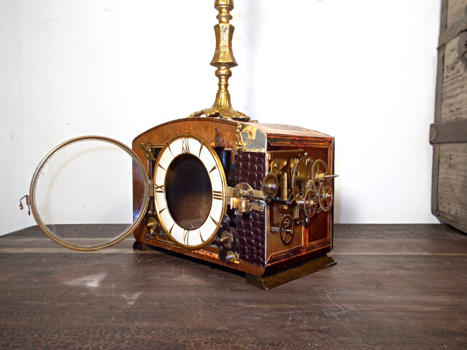 Steampunk Lamp Clock Case Gears and Cogs