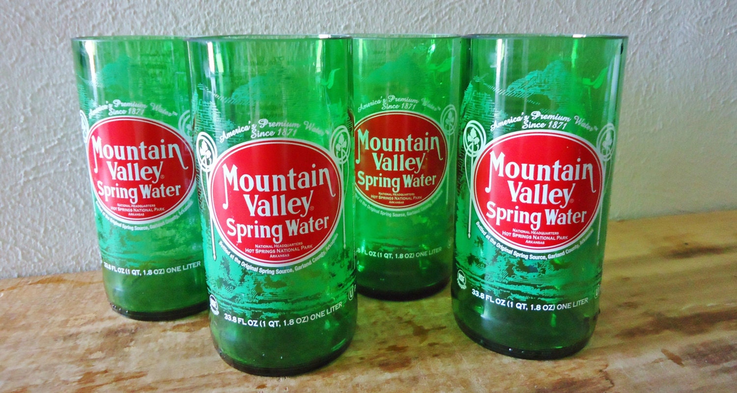 Drinking Glasses made from Recycled Mountain Valley Spring Water Bottles 24 oz Set of 4