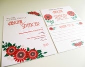 PRINTABLE Scandinavian Floral Wedding Stationery Suite, Set of 3