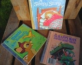 Trio of Small Golden Books, Bambi and the Butterfly, A Sleepy Story and The Happyman and His Dump Truck