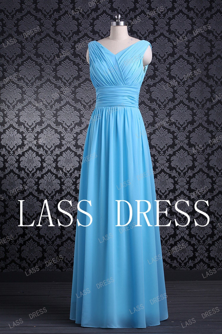 V-neck Floor-length Chiffon Evening Dress