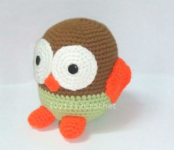 Baby Owl 6.1" - Finished Handmade Amigurumi crochet doll Home decor birthday gift Baby shower toy