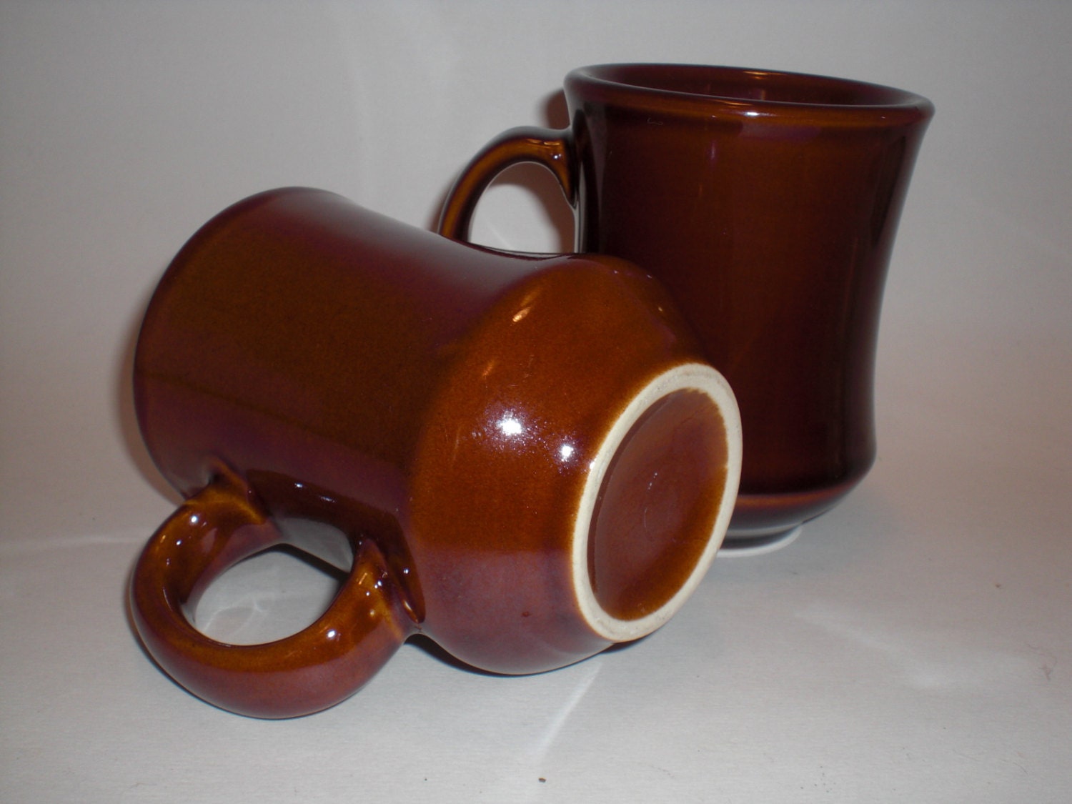 Set Brown Stoneware Diner Mugs Keeps liquid Hot by N2theFLOW