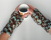Crocheted Fingerless Gloves, hand warmers, handmade in Driftwood