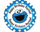 Cookie Monster Polka dot Cupcake Toppers- Customized Digital File Il_170x135
