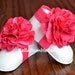 Hot Pink Baby Barefoot Shabby Flower Sandals for Newborn Infant Baby or Toddler Girls, Booties, Bottomless Sandles, Baby Clothes Fuschia