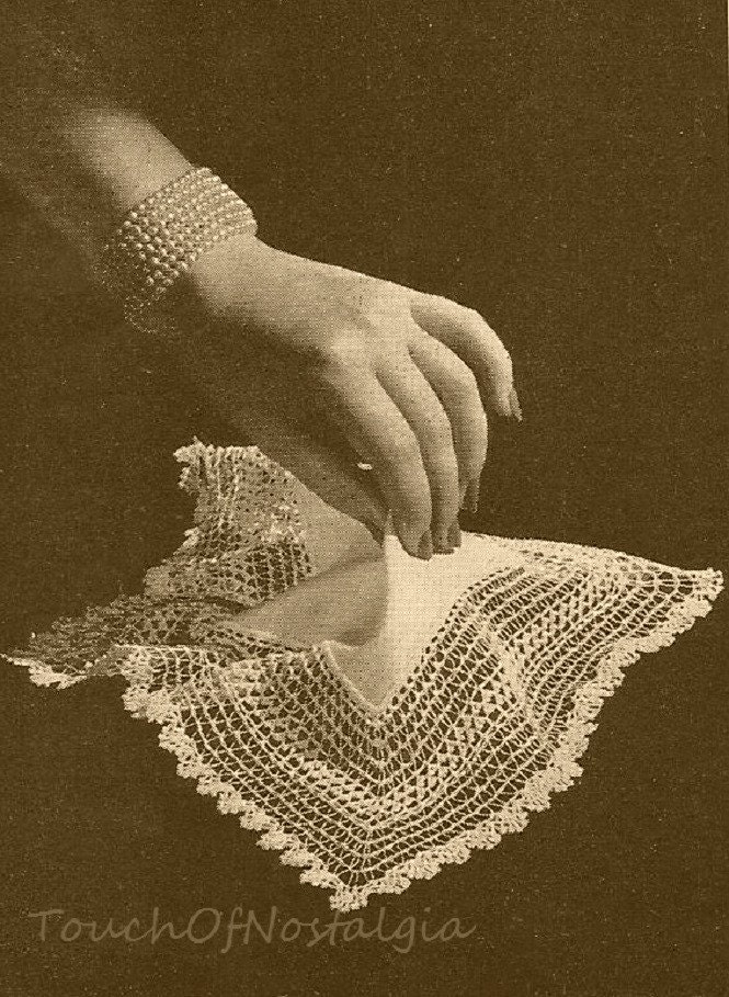 Lacy HANDKERCHIEF Vintage Crochet Pattern by touchofnostalgia7